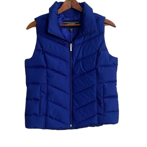 NWT Lands' End Hyper Dry Allied Feather 600 Down Zip Up Puffer Vest Blue Size XS - Picture 1 of 9